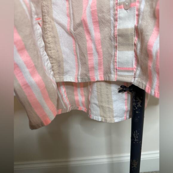 Vineyard Vines Womens 6 Peach Beige White Blouse Shirt Beach Coastal Core Ocean - Picture 4 of 8